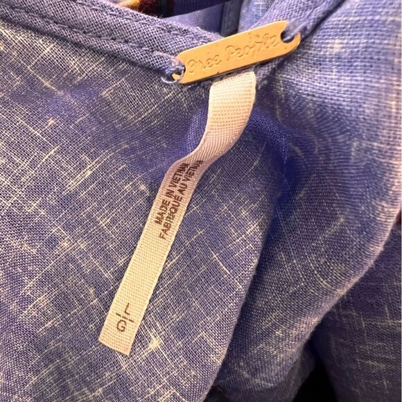 Free People Summer Bluebell Floral Tunic Top/ Dress Flouncy Boho Beach  Sz L - Picture 7 of 9